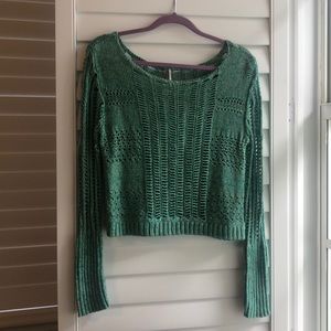 Free people open knit sweater pullover green